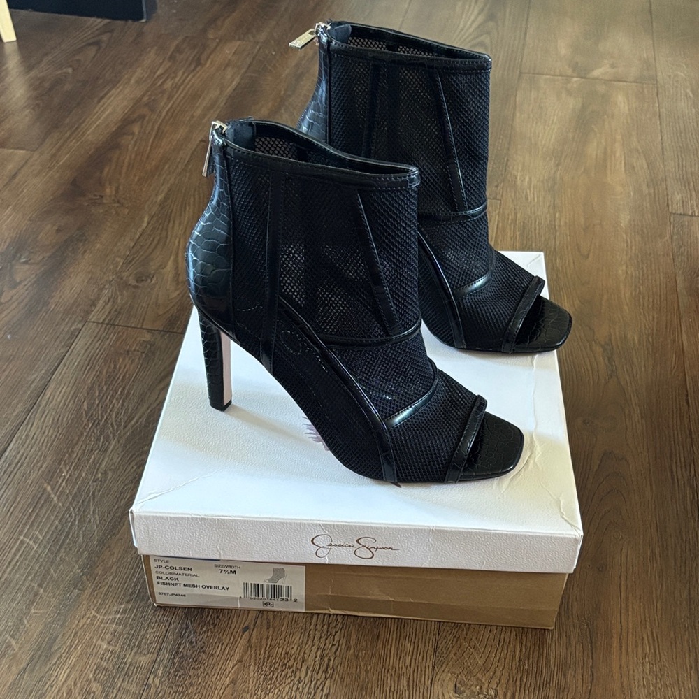 Jessica Simpson Black Mesh Heels